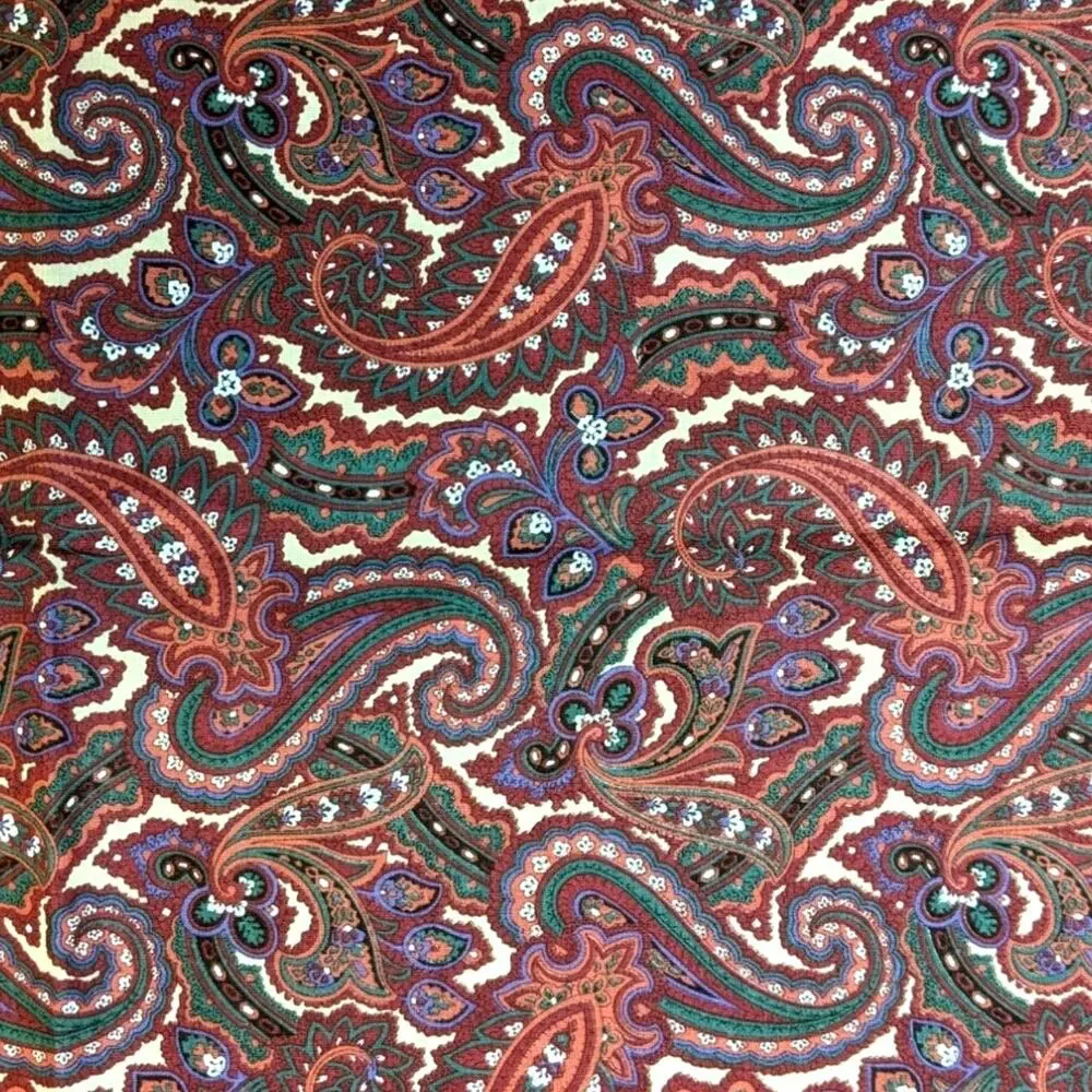 4+ Yards Ornate Red Paisley Fabric Vintage 1980's 1990's VIP CRANSTON PRINTWORKS